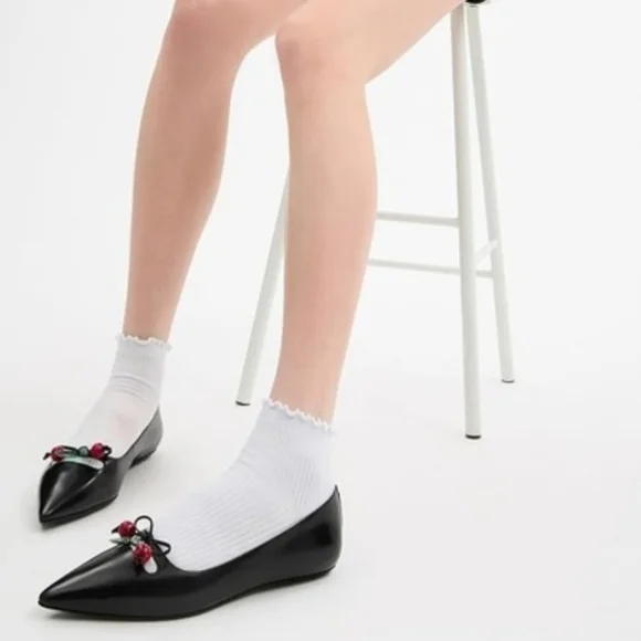 NIB Coach Runway Cherry Black Leather Flats - Size 8 - Picture 3 of 12